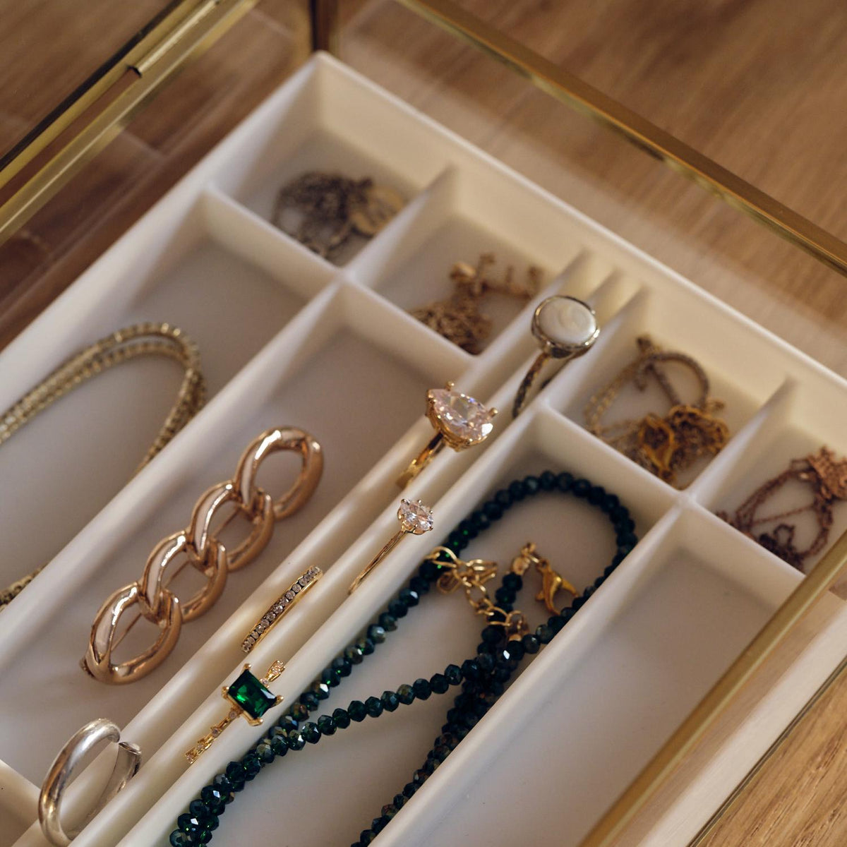 10x6x2" Display Case Glass Brass Gold Customizable Personalizable Jewelry Organizer 3D print