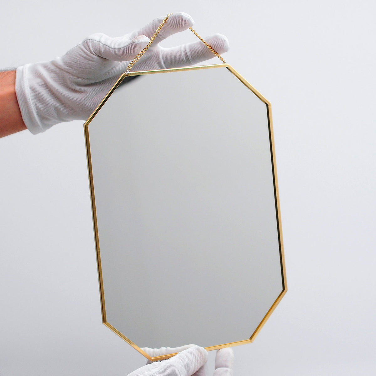 12x8" Brass Mirror Wall Hanging Bathroom Bohemian Decoration Nordic Style Makeup Gold With Decorative Wall Hanger