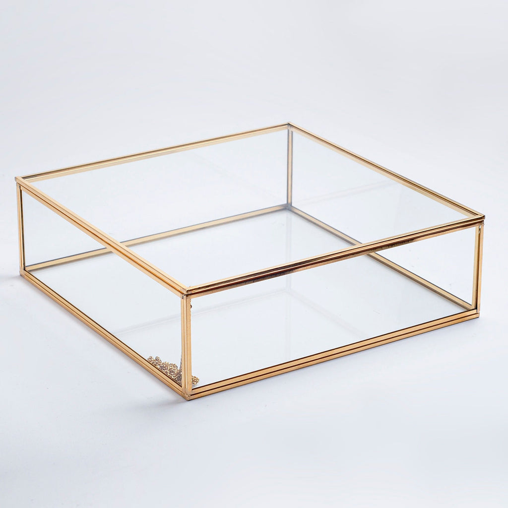 12x12x3" Display Case Glass Photo Box Brass Gold Card Customizable Personalizable Jewelry Wedding Bouquet Keepsake Organizer Christmas Gift
