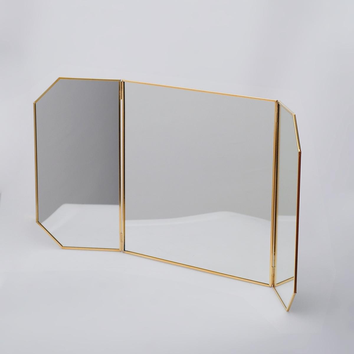24x12" Wall-Mounted Desktop Vanity Makeup Mirror Brass Gold Decorative Scandinavian Portable Bedroom Bohemian Modern Decor Christmas Gift