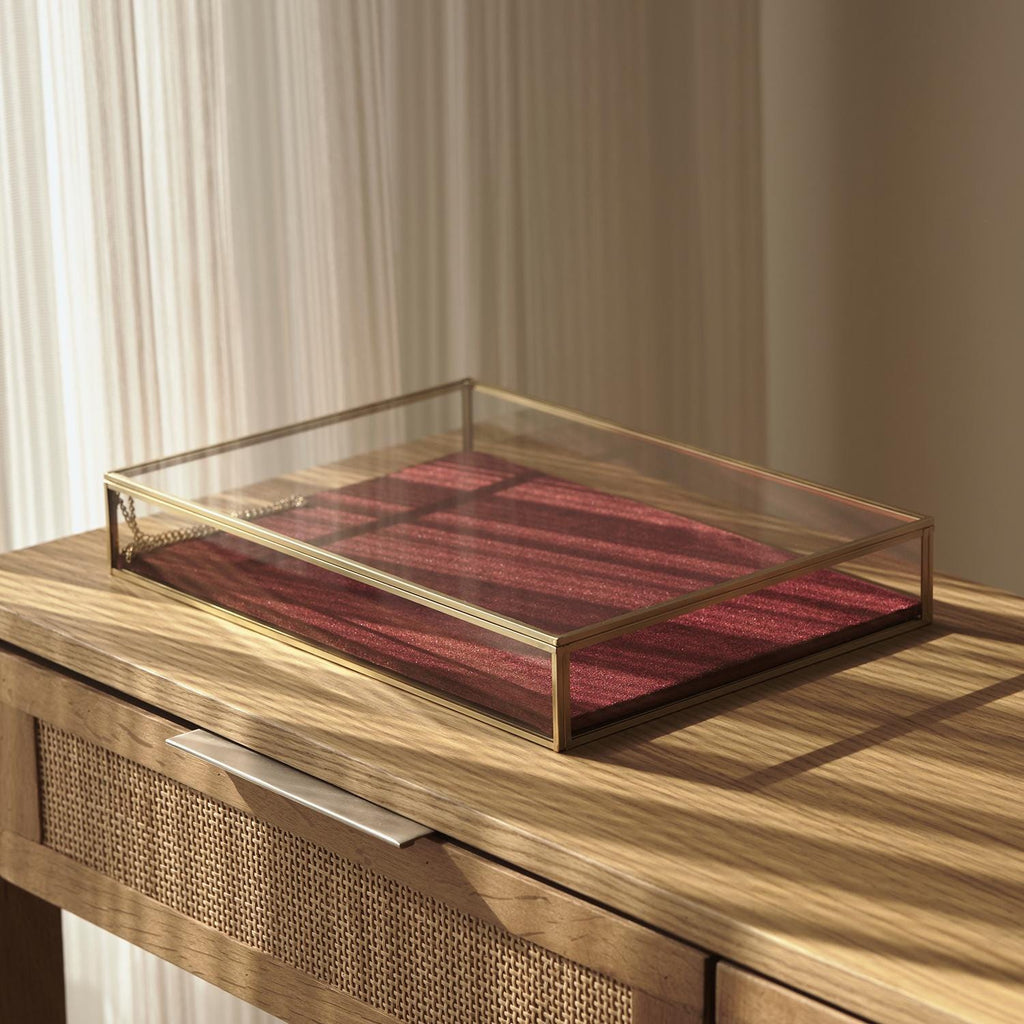 Jewelry Display Showcase | Glass Box | Brass & Gold