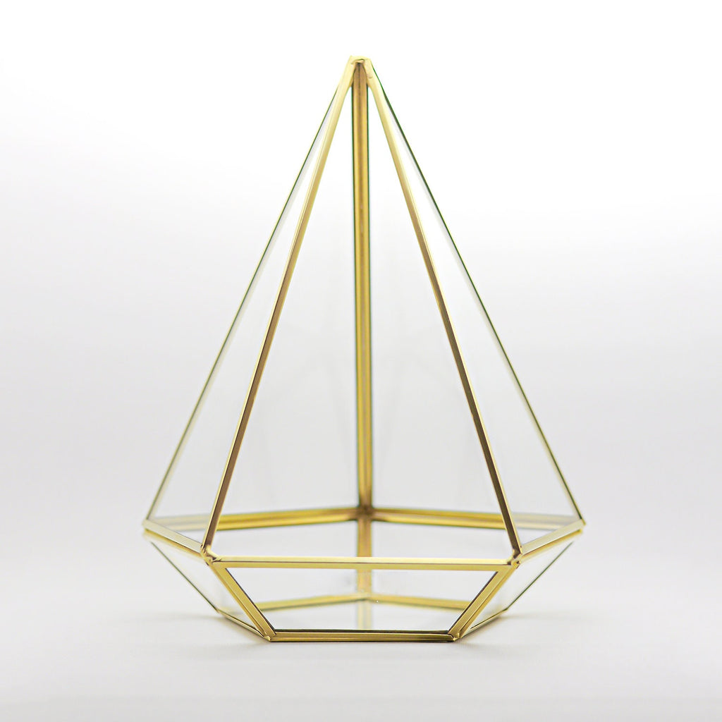 10x8x8" Brass Gold Terrarium Containers Geometric Glass Large For Plants Door Garden Succulents Wedding Decor Christmas Gift El Crea Designs