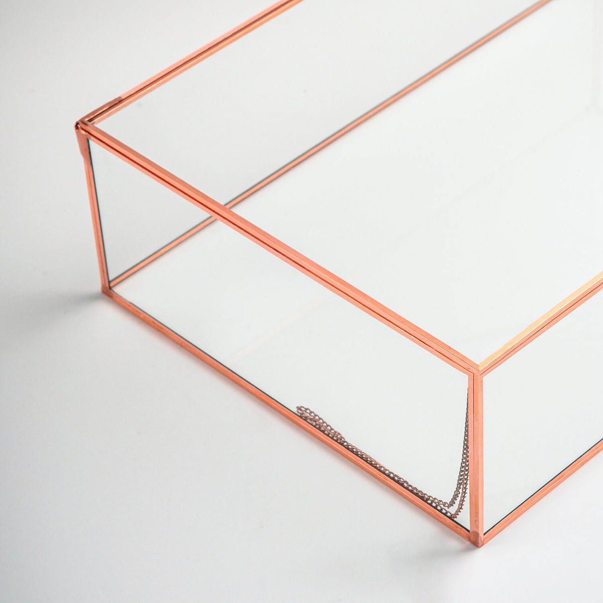 12x8x3" Display Case Glass Photo Box Copper Rose Card Customizable Personalizable Jewelry Wedding Bouquet Keepsake Organizer Christmas Gift