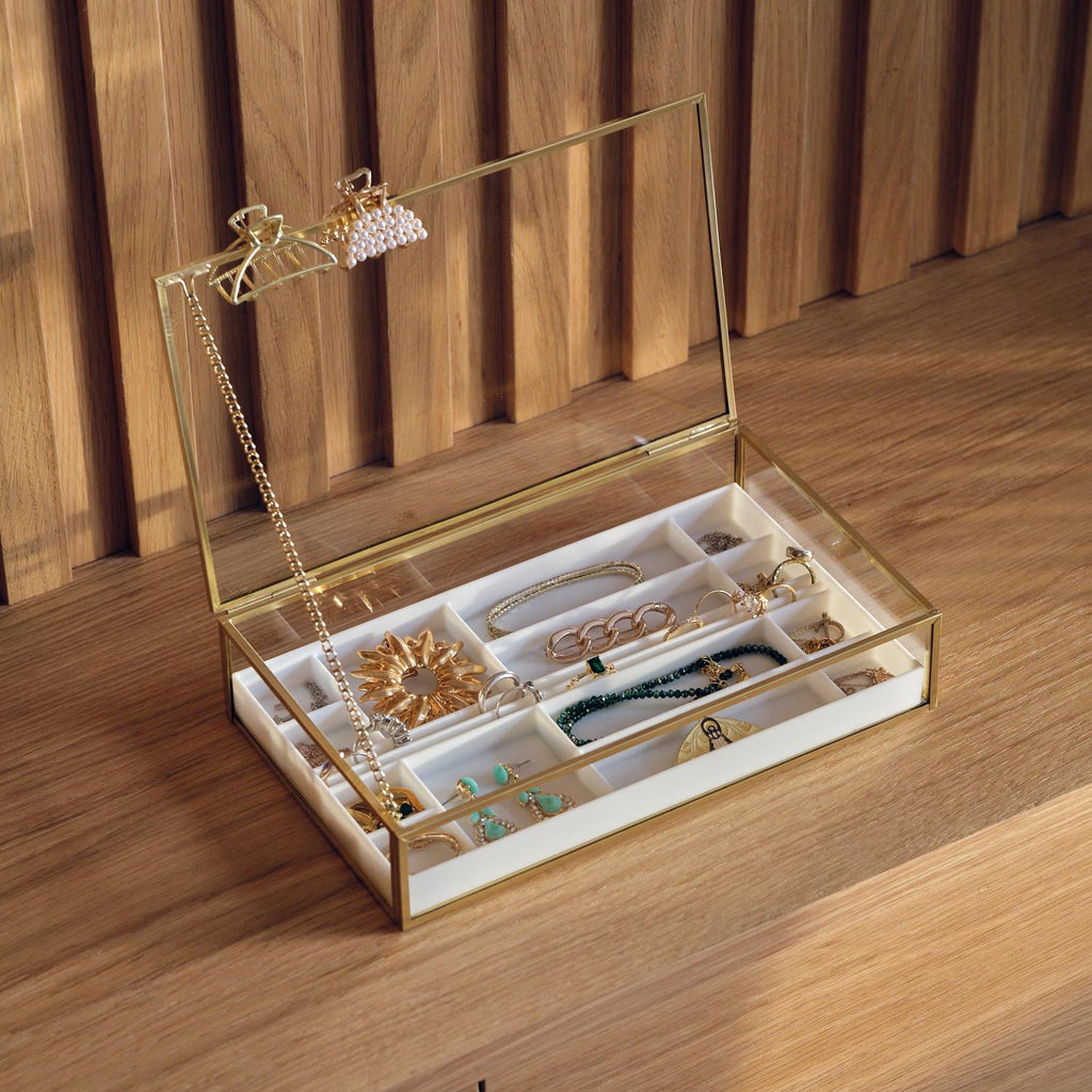 10x6x2" Display Case Glass Brass Gold Customizable Personalizable Jewelry Organizer 3D print