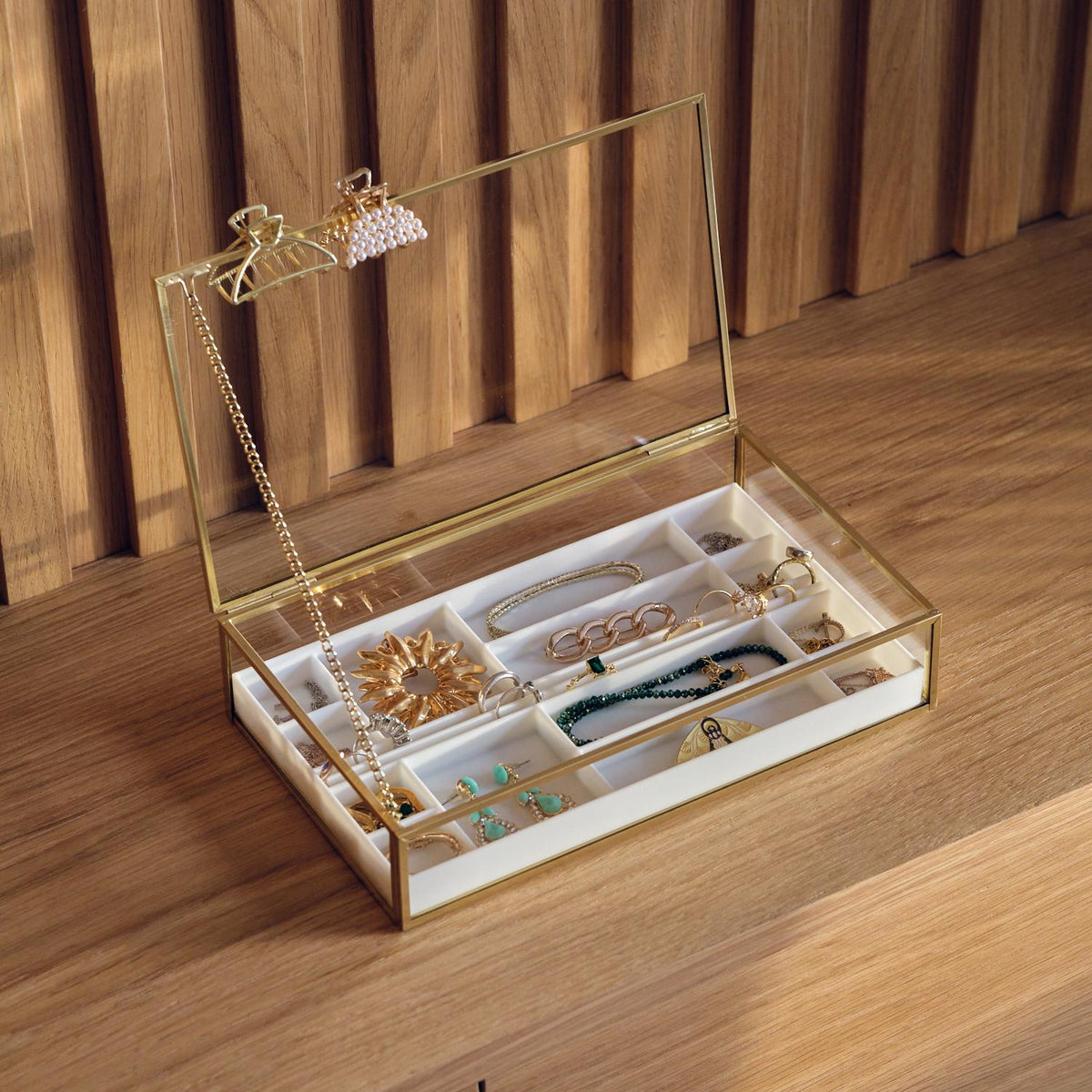 10x6x2" Display Case Glass Brass Gold Customizable Personalizable Jewelry Organizer 3D print