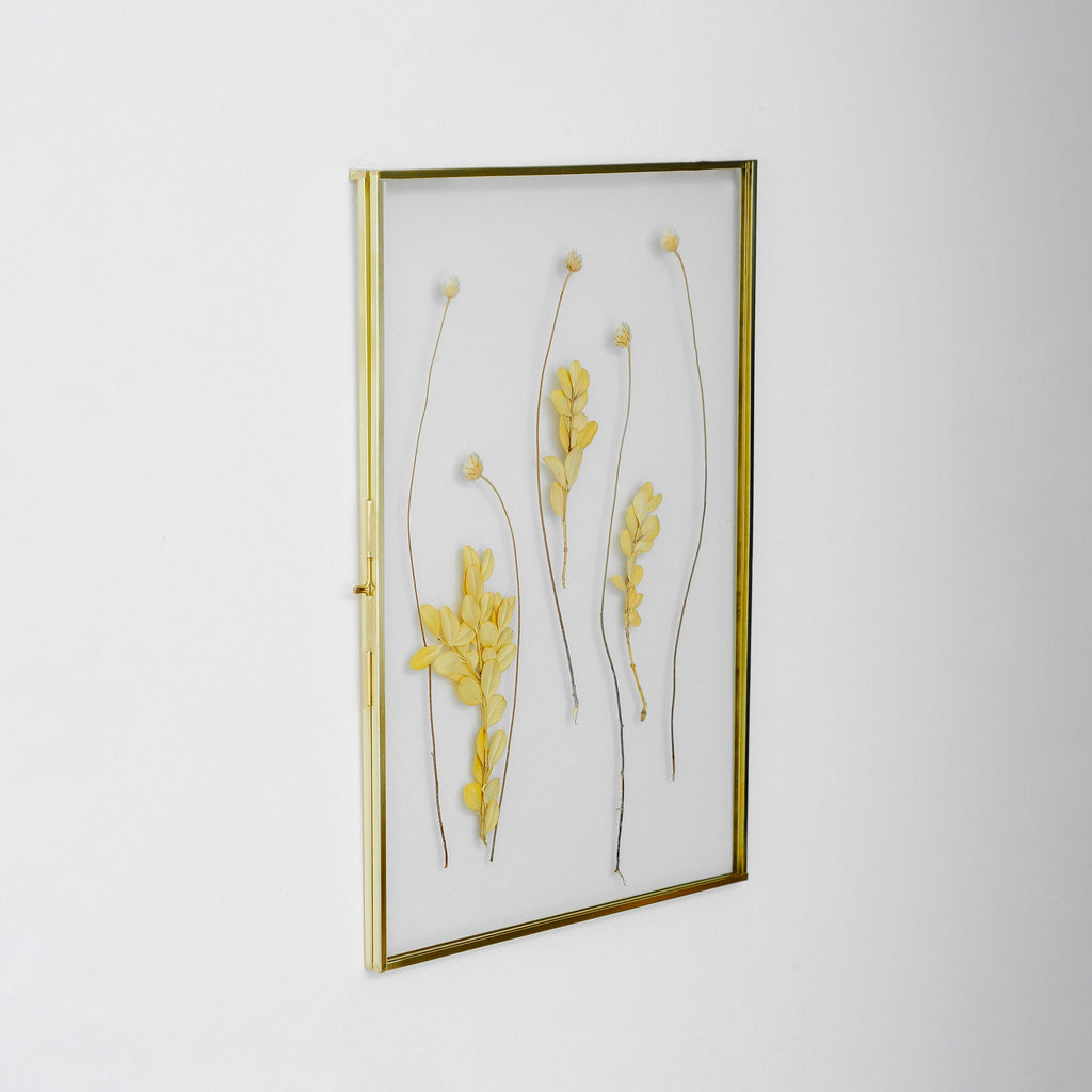Floating Glass Frame Brass Gold Wall Hanging Photo Picture Double Bilderrahmen Vertical Pretty Perfect For Pressed Flower Arrangement