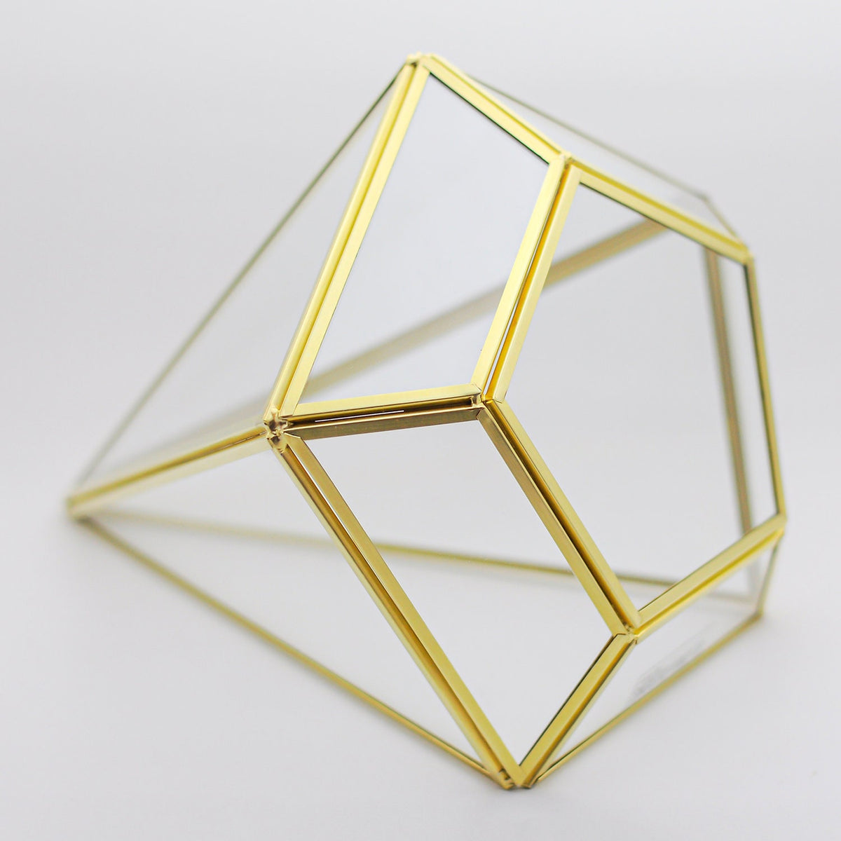 10x8x8" Brass Gold Terrarium Containers Geometric Glass Large For Plants Door Garden Succulents Wedding Decor Christmas Gift El Crea Designs