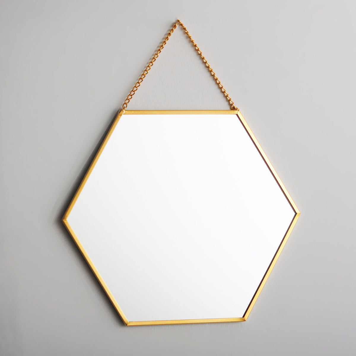 8x7" Brass Gold Mirror Wall Hanging Bathroom Bohemian Decoration Nordic Style Makeup Gold With Decorative Wall Hanger