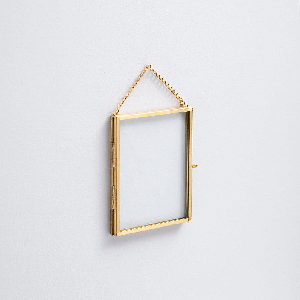 4x3" Floating Glass Frame Brass Gold Wall Hanging Photo Picture Double Bilderrahmen Vertical Pretty Perfect For Pressed Flower Arrangement
