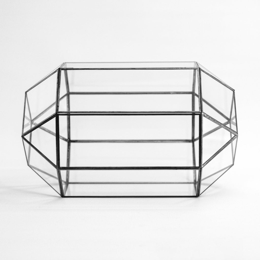 13x8x8" Black Terrarium Containers Geometric Glass Large For Plants Door Garden Succulents Wedding Decor Christmas Gift El Crea Designs