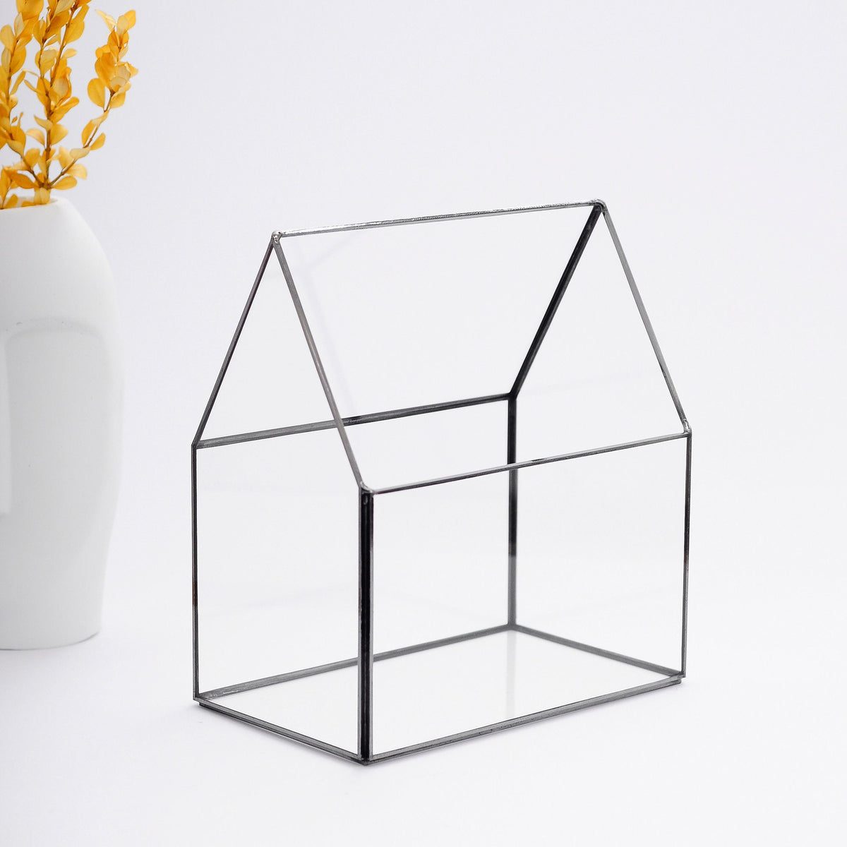 9x8x5" Black Terrarium Containers Geometric Glass Large For Plants Door Garden Succulents Wedding Decor Christmas Gift El Crea Designs