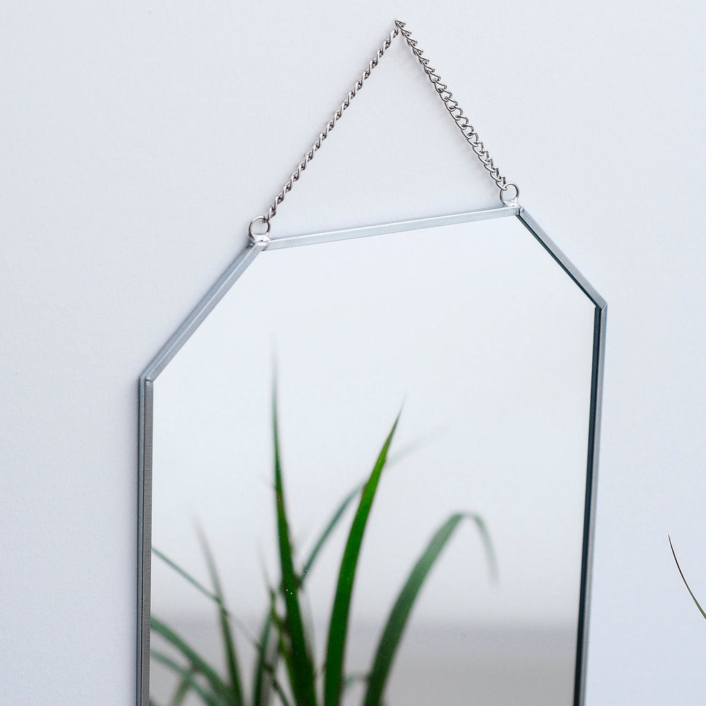 12x8" Silver Mirror Wall Hanging Bathroom Bohemian Decoration Nordic Style Makeup Gold With Decorative Wall Hanger