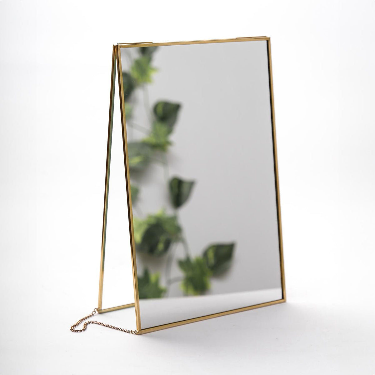 12x8" Makeup Mirror Brass Desktop Tabletop Organizer Portable