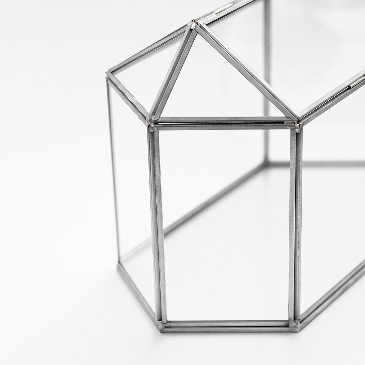 12x8x6 inch | Card Box Wedding Geometric Silver Glass Terrarium Reception Wish Well Keepsake Envelope Holder Display Gift