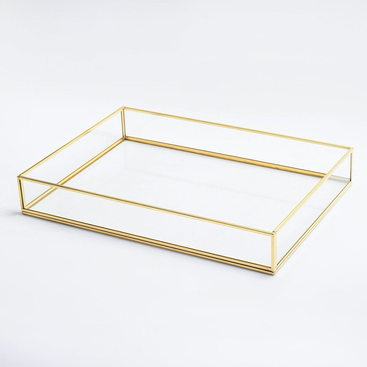 Jewelry Edc Serving Tray Glass Organizer Perfume Wedding Brass Gold Copper Silver Makeup Plateau Tablett Vassoio Bandeja Vanity Candle Gift