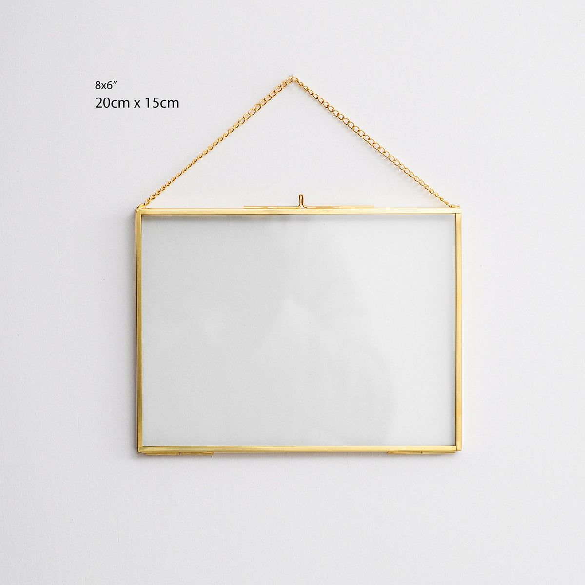 8x6" Floating Glass Frame Brass Gold Wall Hanging Photo Picture Double Bilderrahmen Horizontal Pretty Perfect For Pressed Flower Arrangement