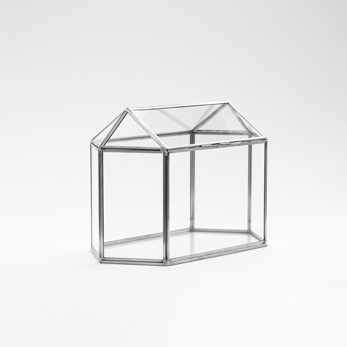 12x8x6 inch | Card Box Wedding Geometric Silver Glass Terrarium Reception Wish Well Keepsake Envelope Holder Display Gift