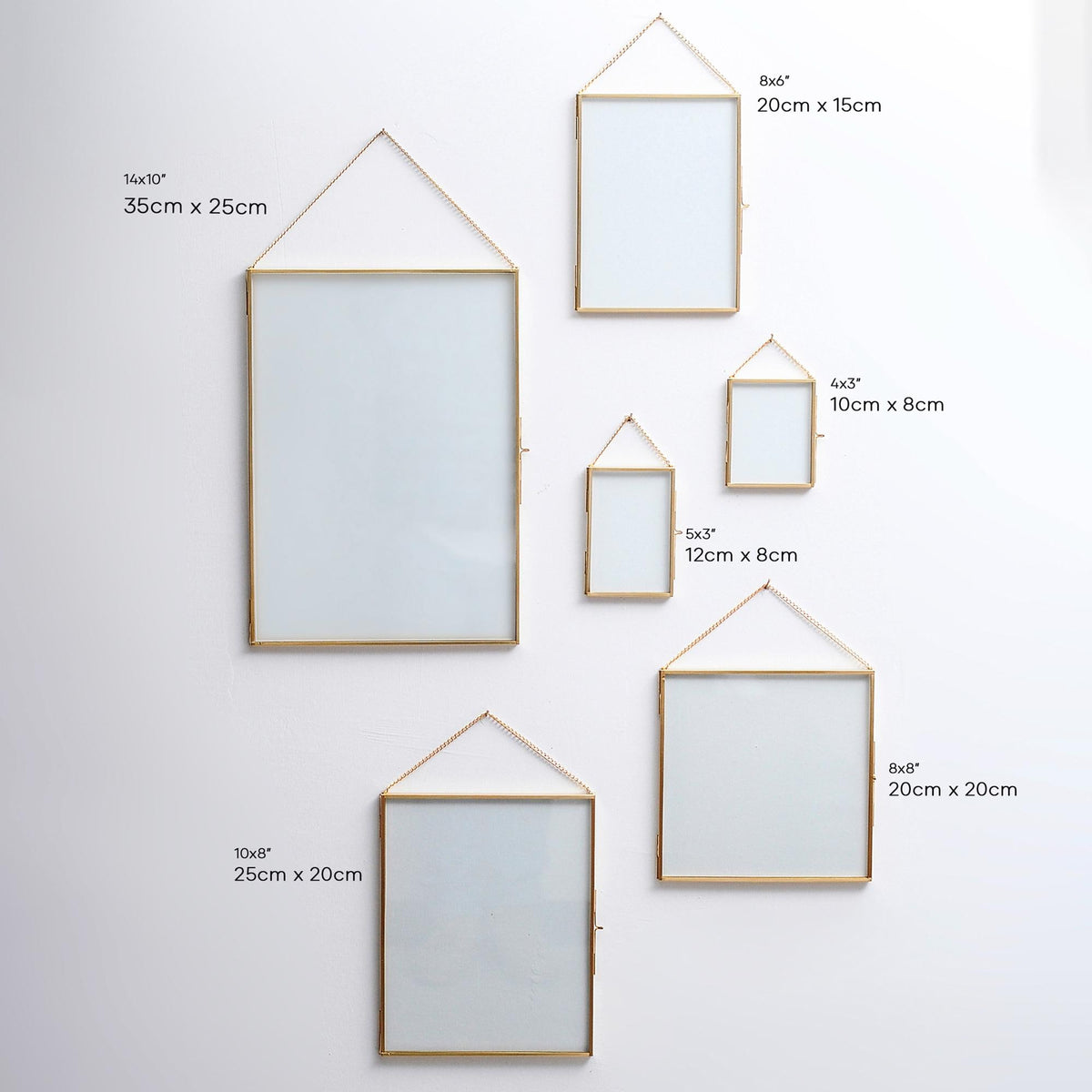 Pressed Flower Art Arrangement Floating Glass Frame Brass Gold Wall Hanging Photo Picture Double Bilderrahmen Vertical Pretty Perfect For