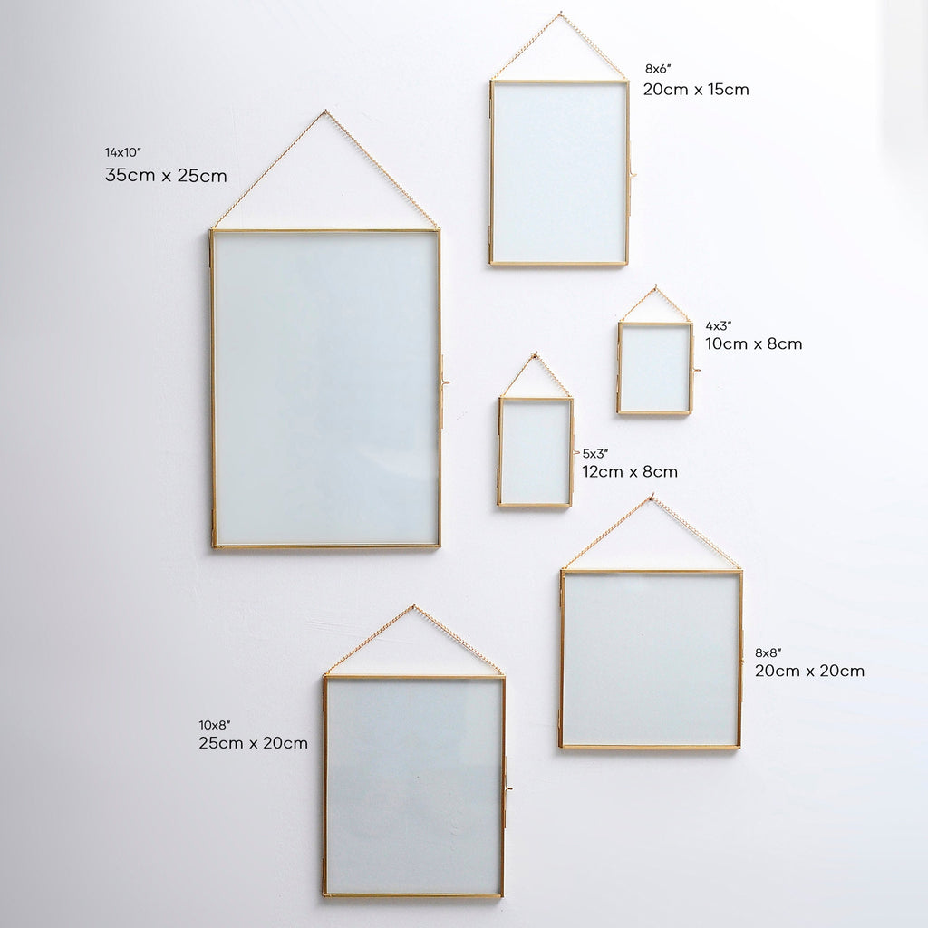 6 Pc Floating Glass Frame Brass Gold Wall Hanging Photo Picture Double Bilderrahmen Vertical Pretty Perfect For Pressed Flower Arrangement