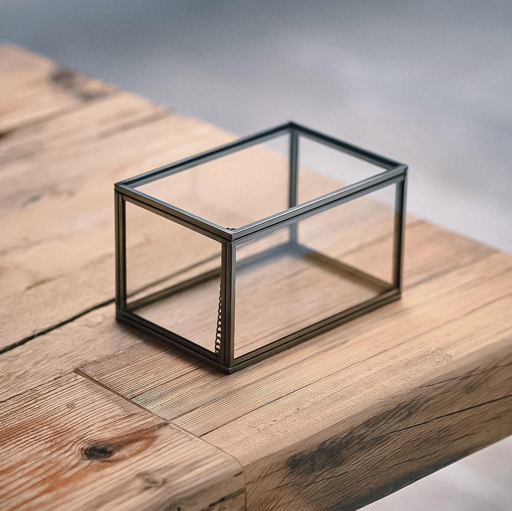 Ring Jewelry Accessories Box Glass Black 6x4x3" Christmas Gift