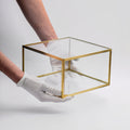 10x10x6" Display Case Glass Box Brass Gold Card Customizable Personalizable Jewelry Wedding Bouquet Keepsake Organizer