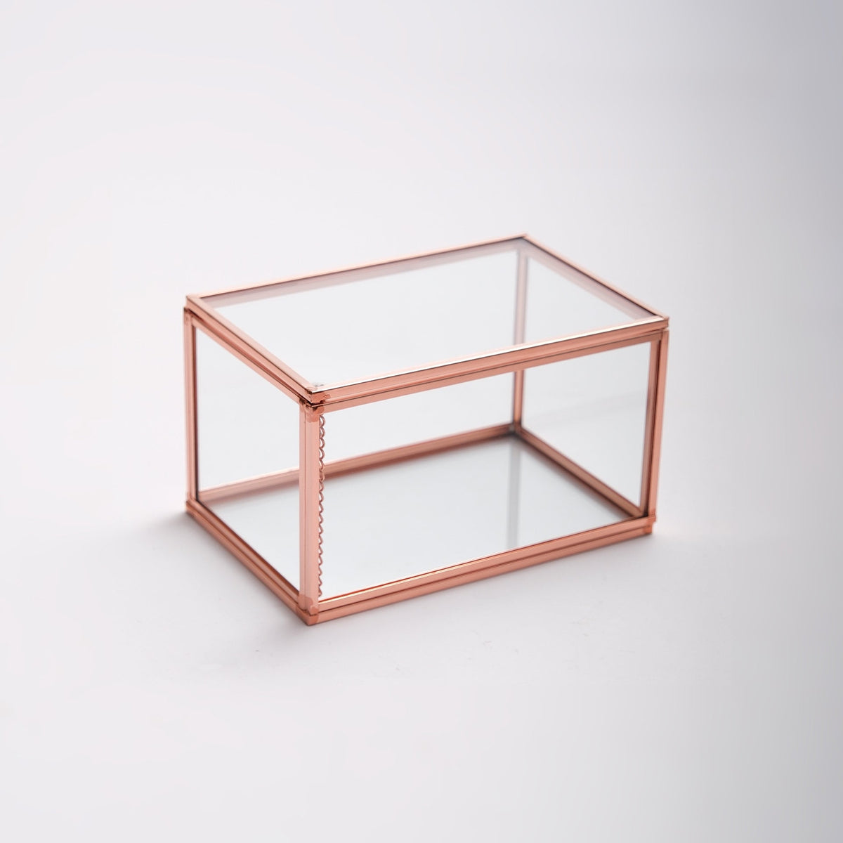 Ring Jewelry Accessories Box Glass Cooper Rose Gold 6x4x3"