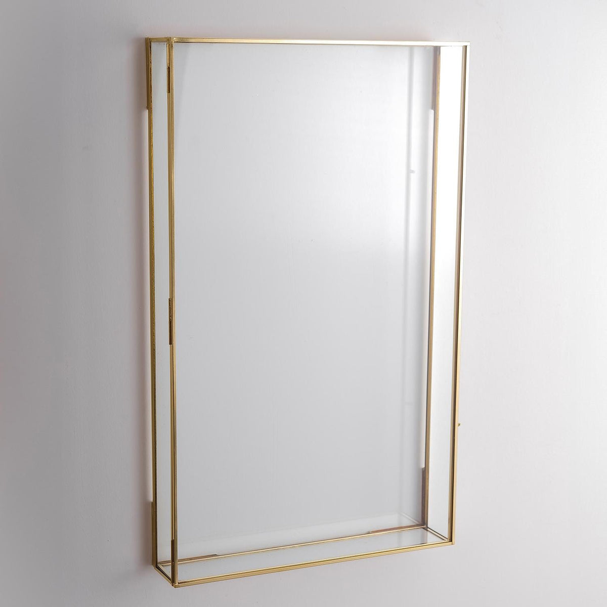 12x20x2 inch | Jewelry Display Showcase | Wall Hanging | Glass Box | Brass | Gold