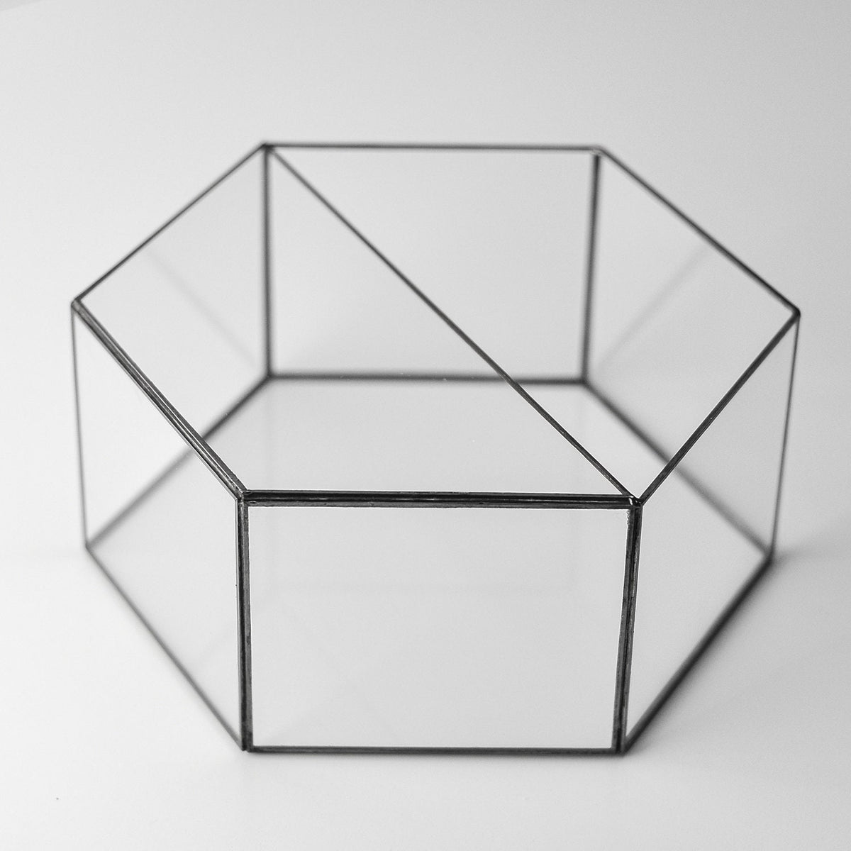 9x8x4" Black Terrarium Containers Geometric Glass Large For Plants Door Garden Succulents Wedding Decor Christmas Gift El Crea Designs
