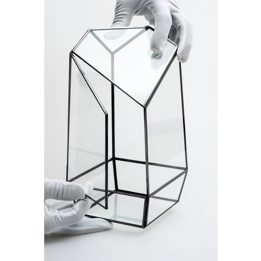 Geometric Terrarium Glass Black 10x5x5"