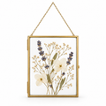 Brass floating glass frame 5x3 in with pressed flowers