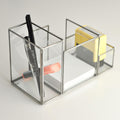 8x4x5" Pen Holder Office Decoration Makeup Organizer Black Glass Accessories Geometric Christmas Gift