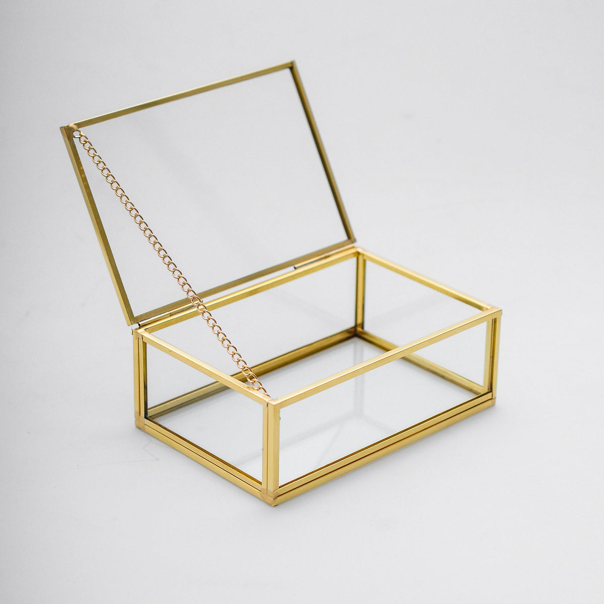 Ring Jewelry Accessories Box Glass Brass Gold 6x4x2" Christmas Gift