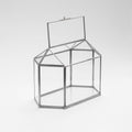 12x8x6 inch | Card Box Wedding Geometric Silver Glass Terrarium Reception Wish Well Keepsake Envelope Holder Display Gift