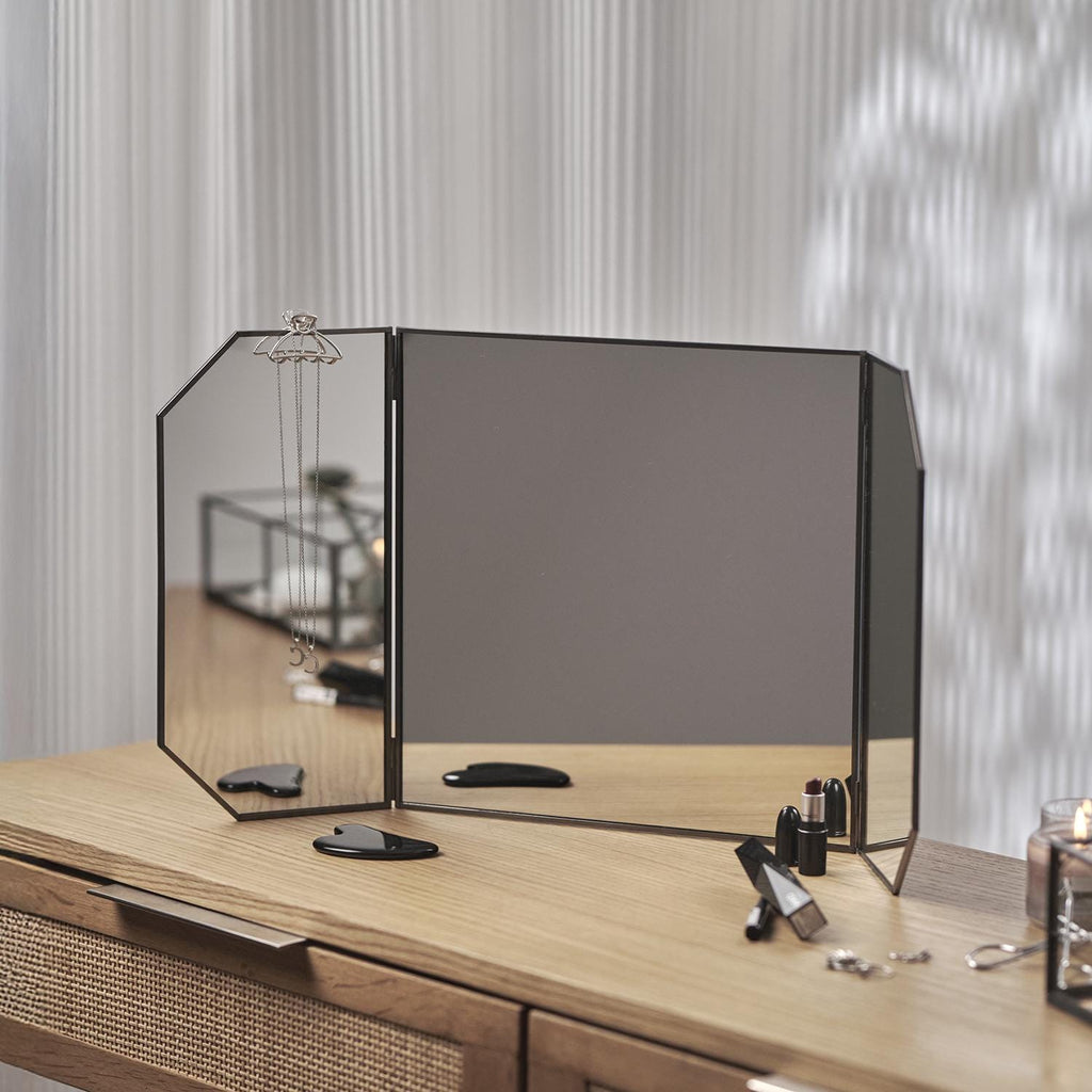 24x12" Vanity Makeup Mirror Anthracite Black Desktop Tabletop Decorative Scandinavian Portable Bedroom Bohemian Modern Decor Christmas Gift