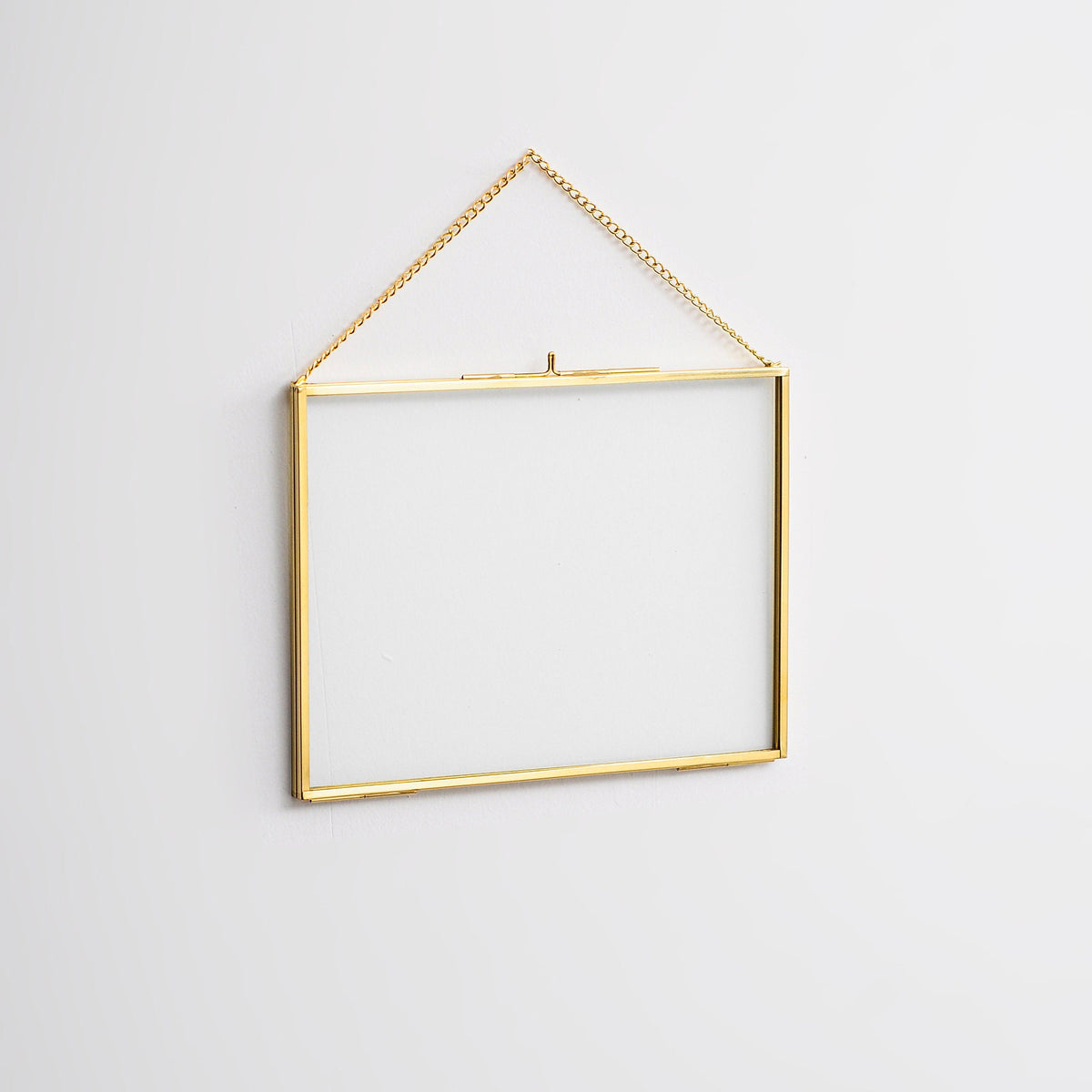 8x6" Floating Glass Frame Brass Gold Wall Hanging Photo Picture Double Bilderrahmen Horizontal Pretty Perfect For Pressed Flower Arrangement