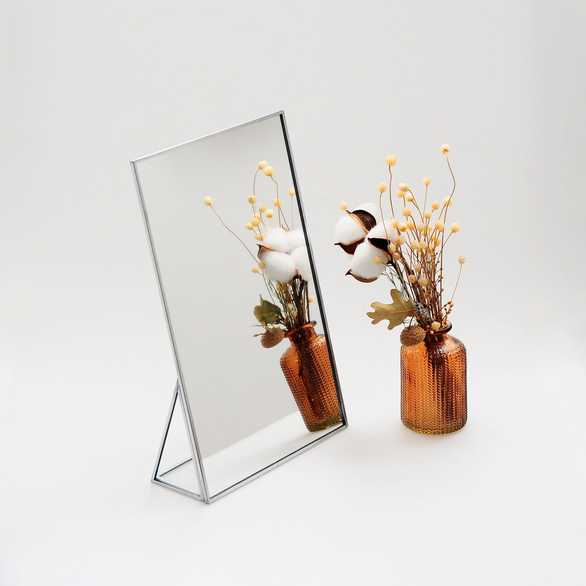 12x8" Vanity Makeup Mirror Silver Desktop