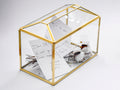 10x8x6 inch | Glass Tip Box with Lid, Brass Countertop Tip Jar, Cash & Donation Box for Cafe, Salon, Restaurant and Reception