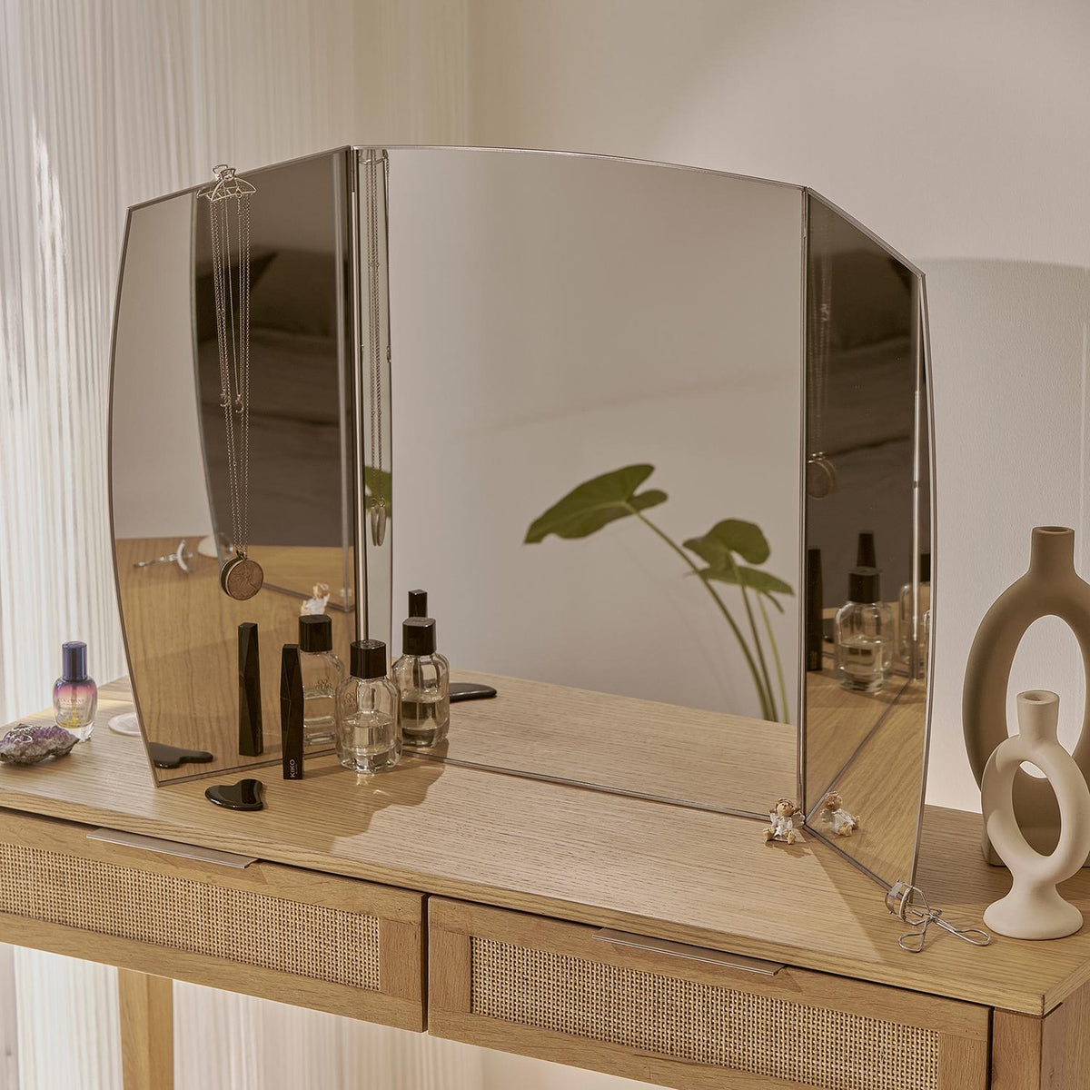 36x24" | Vanity Makeup Mirror | Silver Desktop | Decorative | Tabletop Desk | Scandinavian | Portable Bedroom | Bohemian Modern