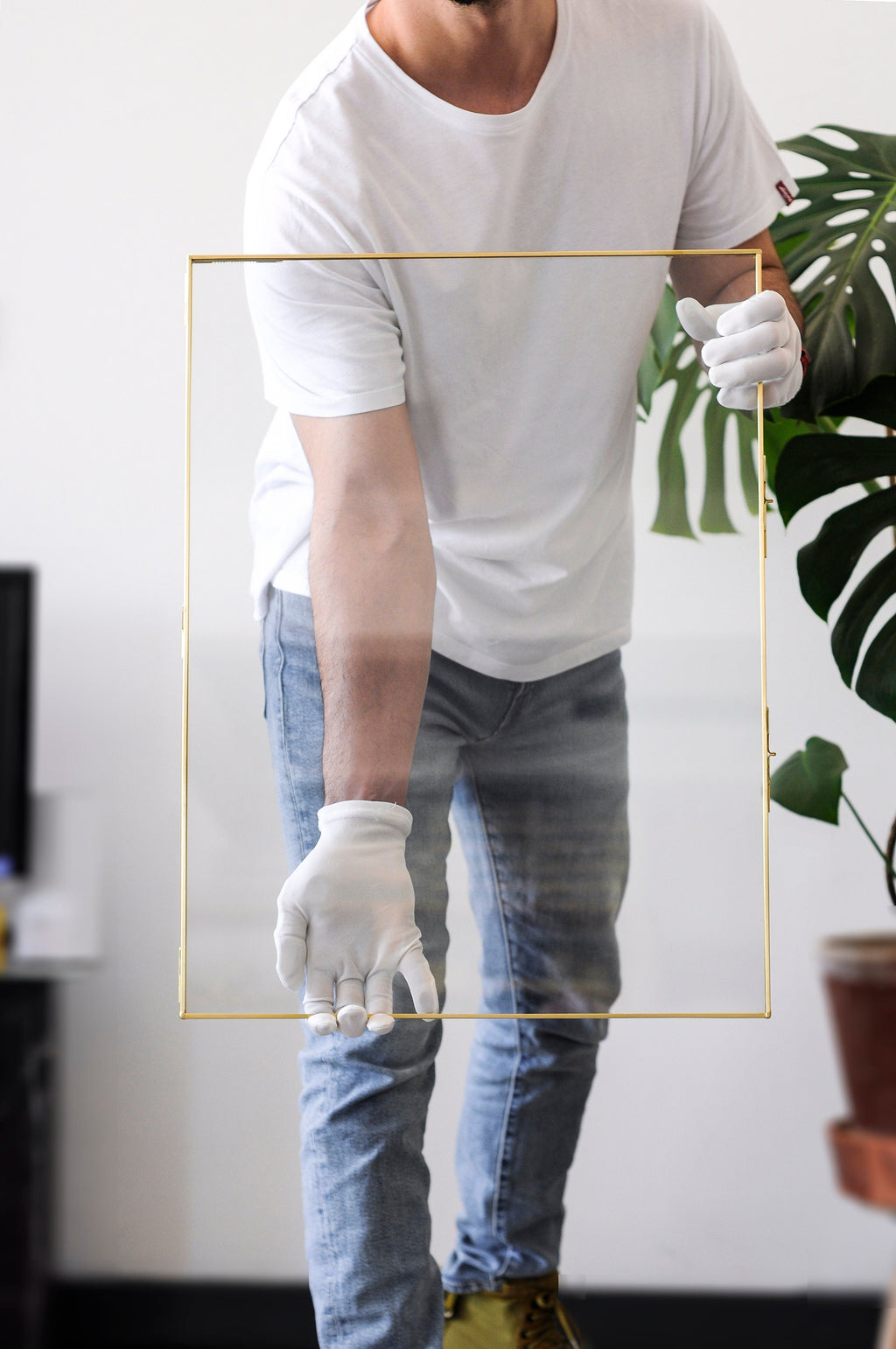 Pressed Flower Floating Glass Frame Brass Gold  Large Wall Hanging Photo Picture Double Bilderrahmen Vertical Horizontal Portrait Landscape