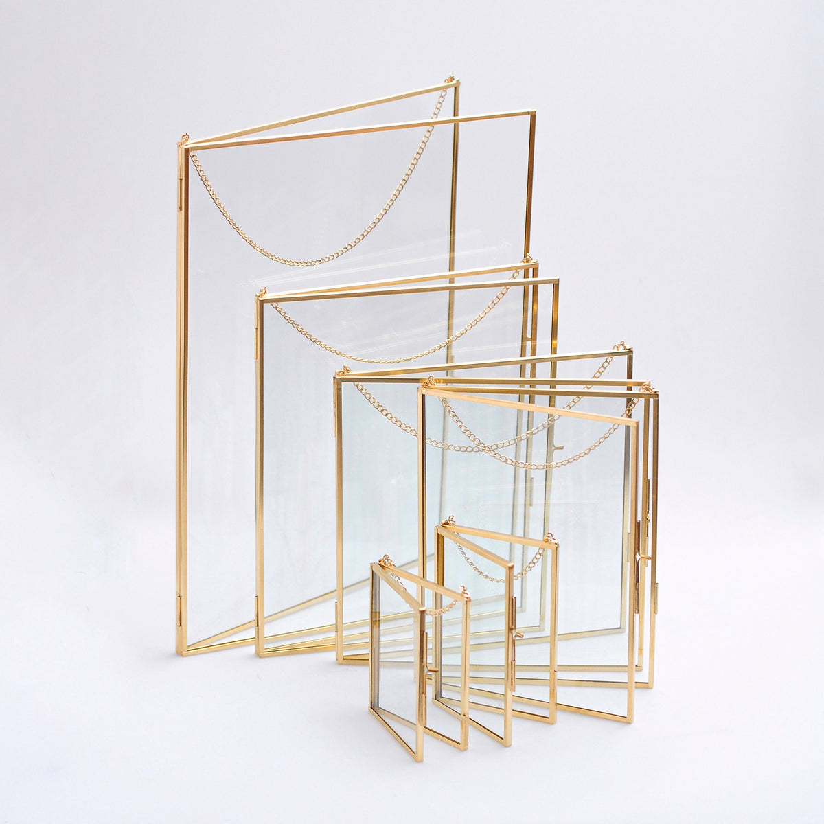 6 Pc Floating Glass Frame Brass Gold Wall Hanging Photo Picture Double Bilderrahmen Vertical Pretty Perfect For Pressed Flower Arrangement