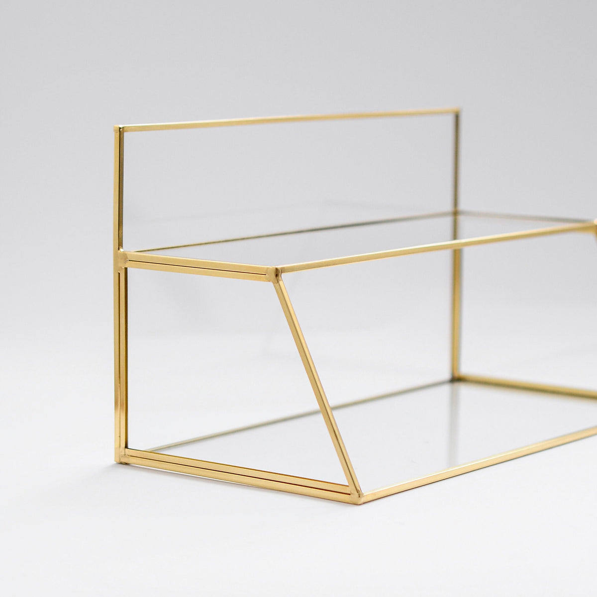 Pen Holder Makeup Jewelry Organizer Box Accessories Gold Brass Glass Wedding Keepsake Geometric Reception 12x7x6" Christmas Gift
