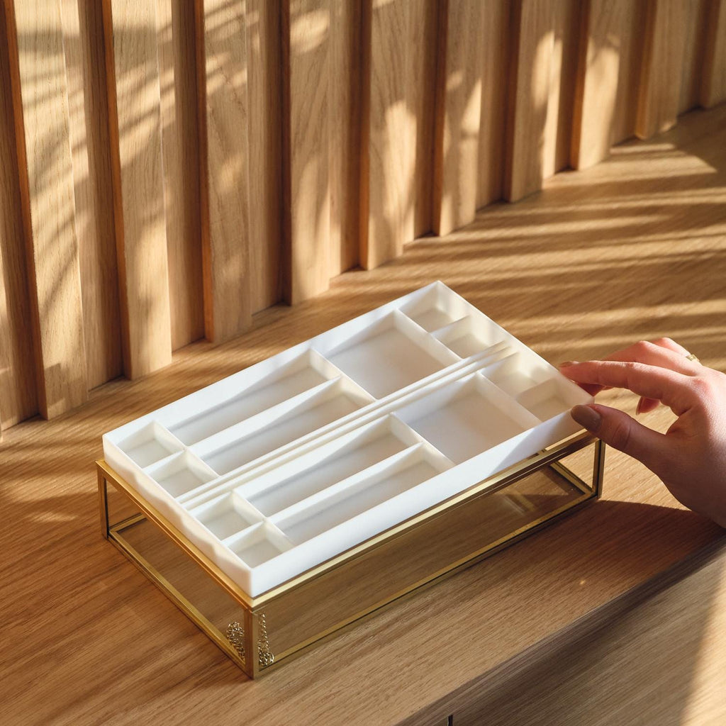 10x6x2" Display Case Glass Brass Gold Customizable Personalizable Jewelry Organizer 3D print