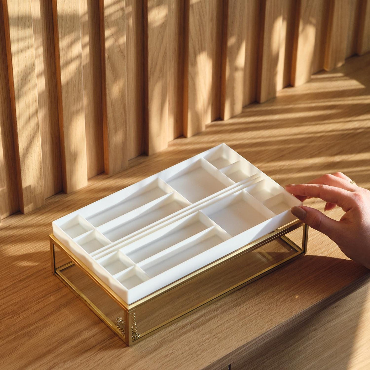 10x6x2" Display Case Glass Brass Gold Customizable Personalizable Jewelry Organizer 3D print