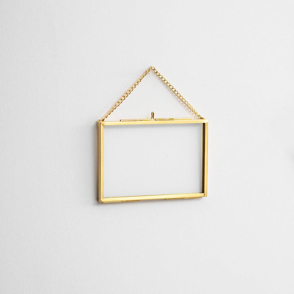 5x3" Floating Glass Frame Brass Gold Wall Hanging Photo Picture Double Bilderrahmen Horizontal Pretty Perfect For Pressed Flower Arrangement