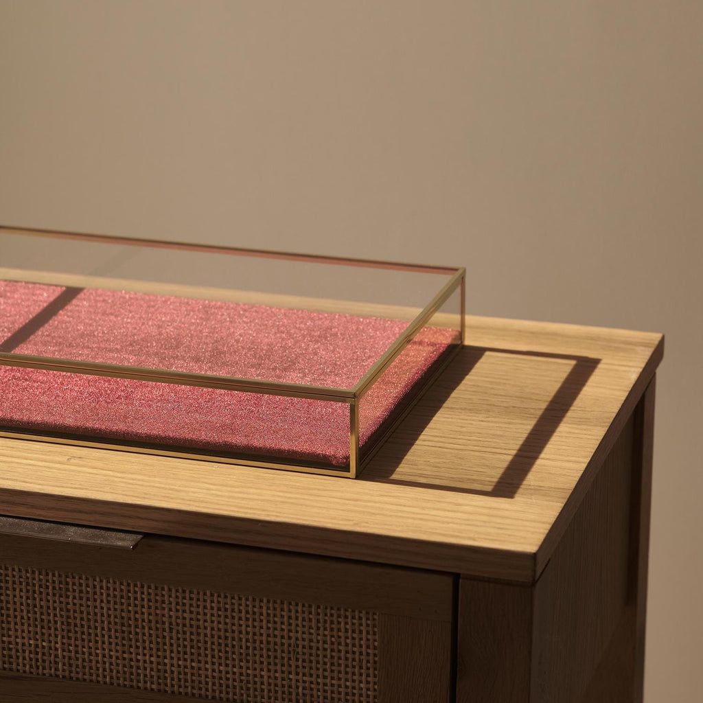 Jewelry Display Showcase | Glass Box | Brass & Gold
