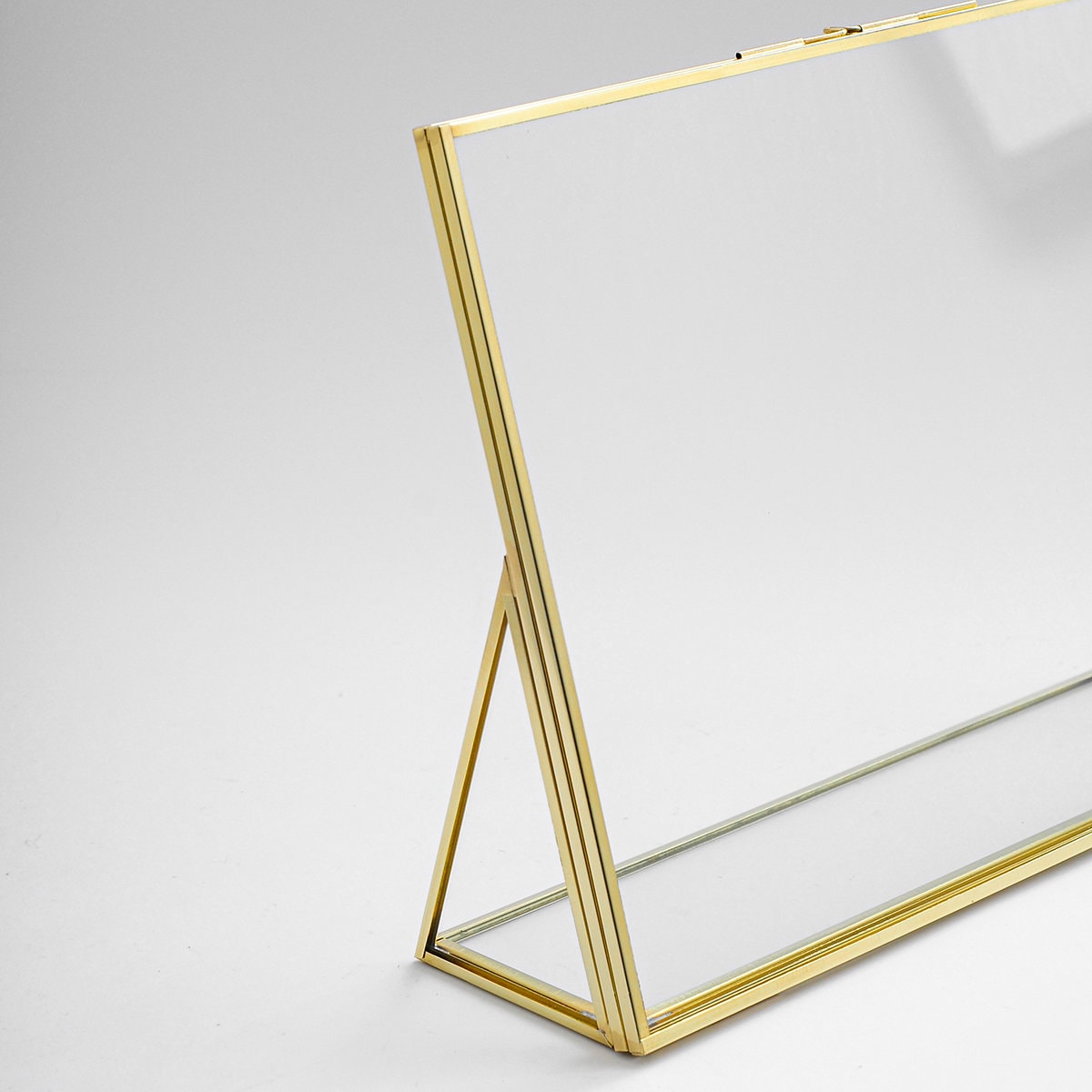 10x8" Floating Glass Frame Brass Desktop Photo Picture Double Tabletop Bilderrahmen Vertical Pretty Perfect For Pressed Flower Arrangement