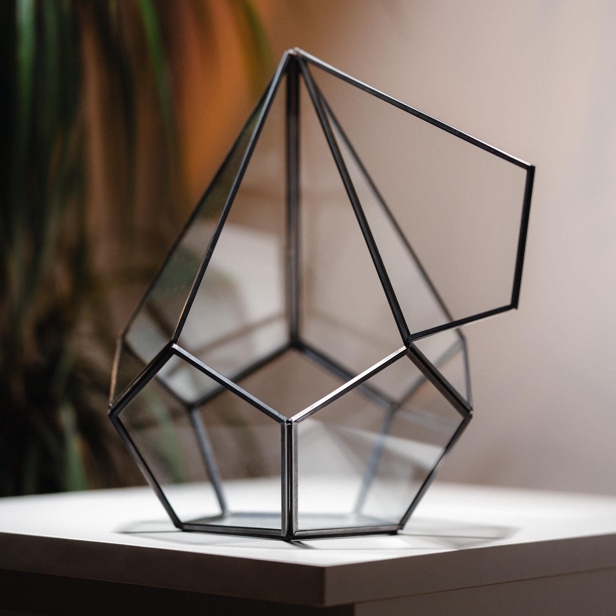 Glass Terrarium | Geometric | Large | Wedding Centerpiece | Card Box | Table Decor | Modern Vase | Container | Black Anthracite