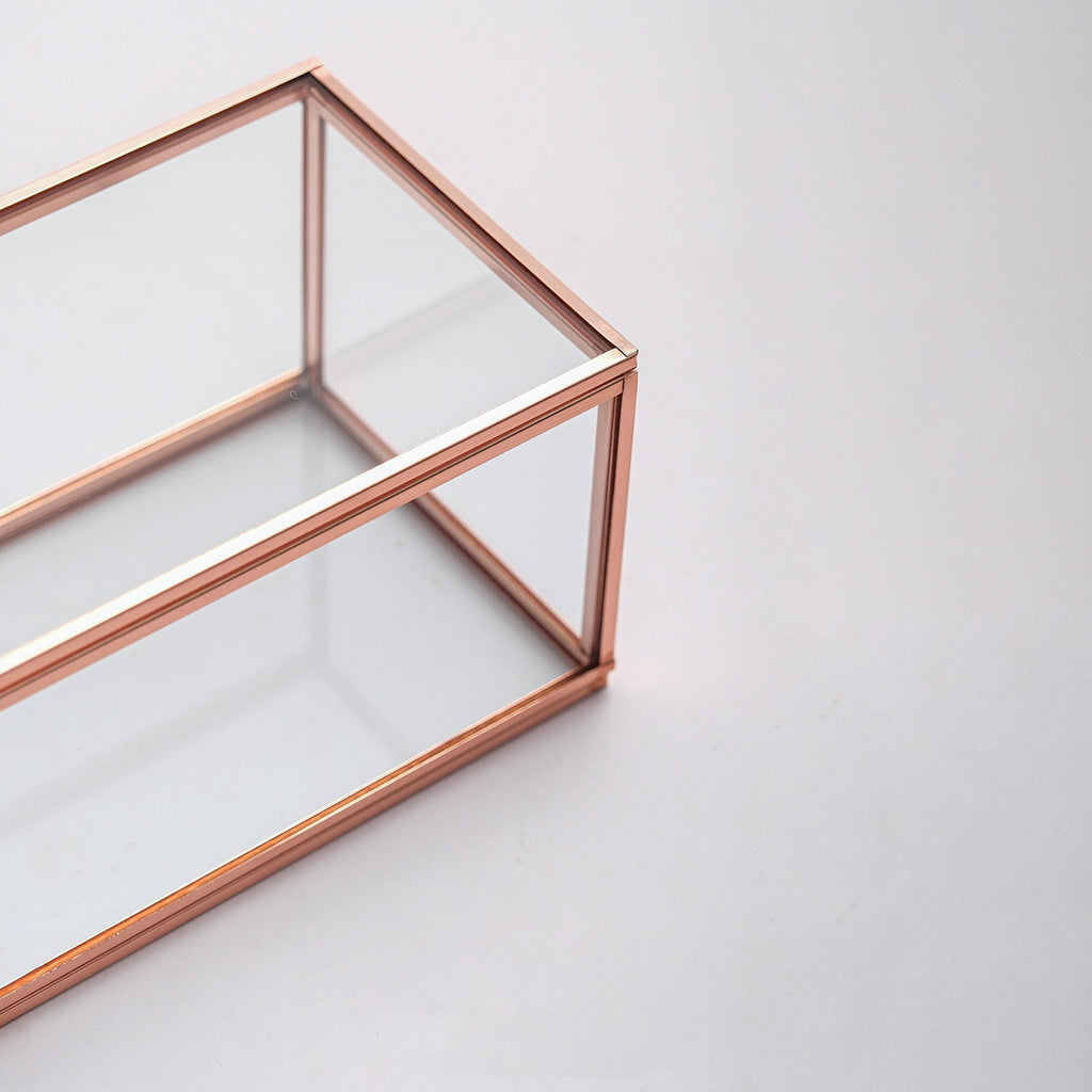 Ring Jewelry Accessories Box Glass Cooper Rose Gold 6x4x3"