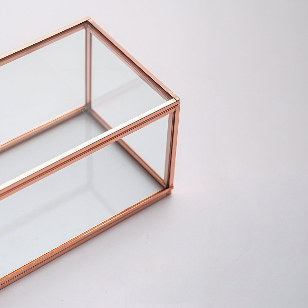 Ring Jewelry Accessories Box Glass Cooper Rose Gold 6x4x3"