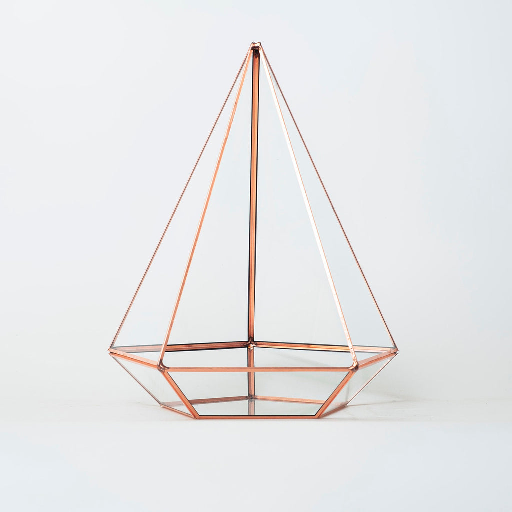 10x8x8" Copper Rose Terrarium Containers Geometric Glass Large Plants Door Garden Succulents Wedding Decor Christmas Gift El Crea Designs